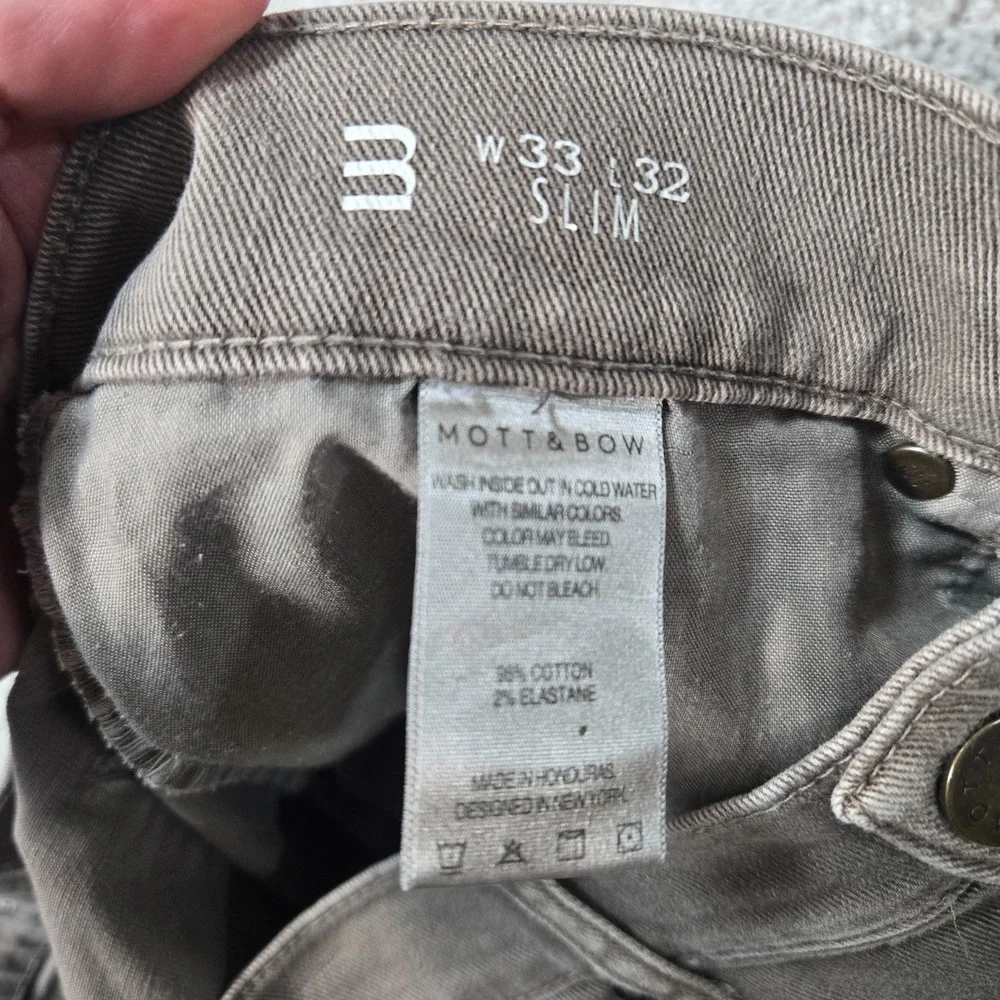 Mott & Bow Jeans Slim Mens 33x32 (fits 34x31.5) Gray Grey